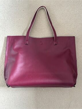 Reversible Large Leather Tote Bag in Deep Berry or Black & Tan